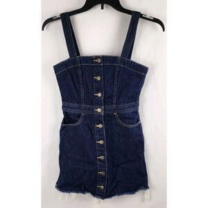 LEVI'S Womens Denim Dress XS Button Dark Wash Strap Pockets